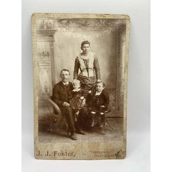 Vintage 1900s Family Cabinet Cards Black White Pictures Lot of 3 JJ Foster Photo - Picture 4 of 11